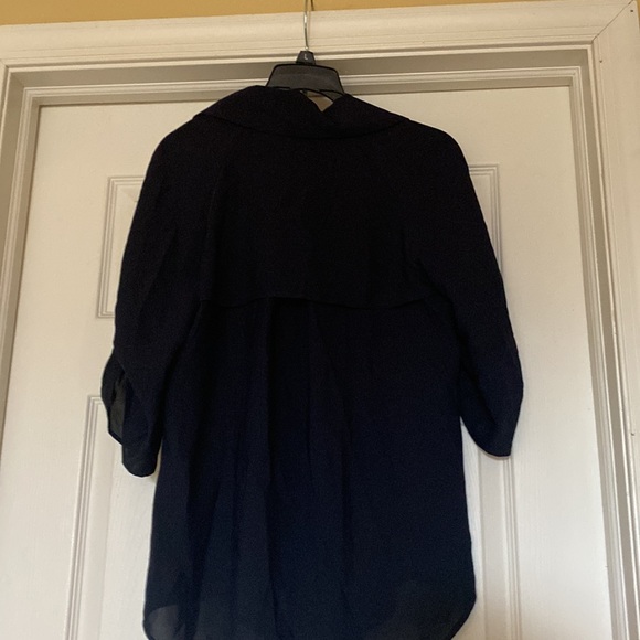 Brand New PEARL byLela Rose double breast Trench style blouse white & navy blue - Picture 8 of 8